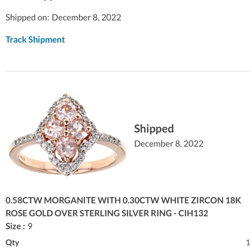 1/2 ct Peach Morganite w/ white zircon 18K rose gold over sterling silver ring